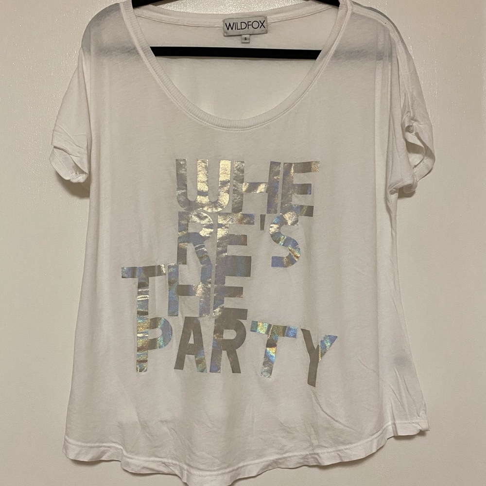 Wildfox Oversized “Where’s The Party” Tee